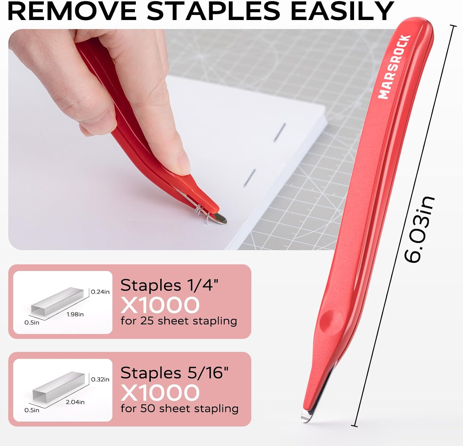 Heavy Duty Stapler for Desk with 40-50 Sheet, 2000 Staples, Red