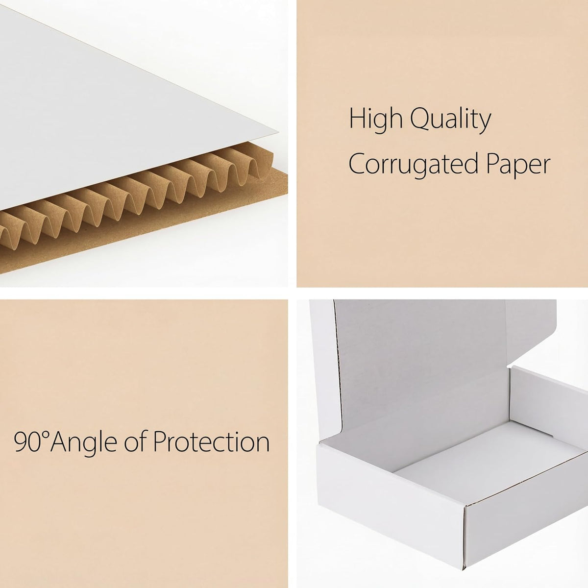 9x6x2 Shipping Boxes Set of 25, White Corrugated Cardboard Box for Packing, Mailing, Business