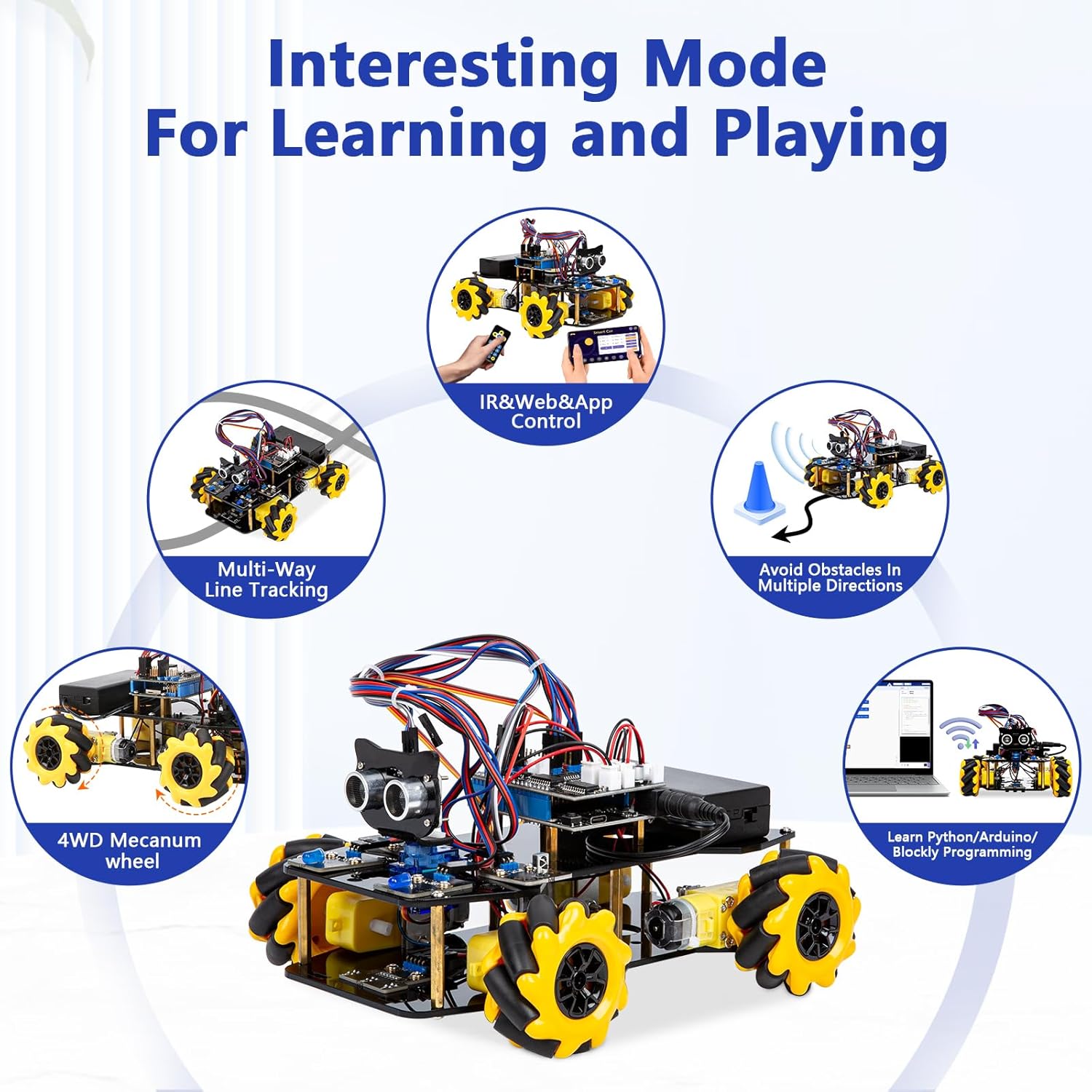 Smart Robot Car Kit Compatible with Arduino, Robotics for Kids Ages 8-12 12-16, Electronic Programming Project/STEM