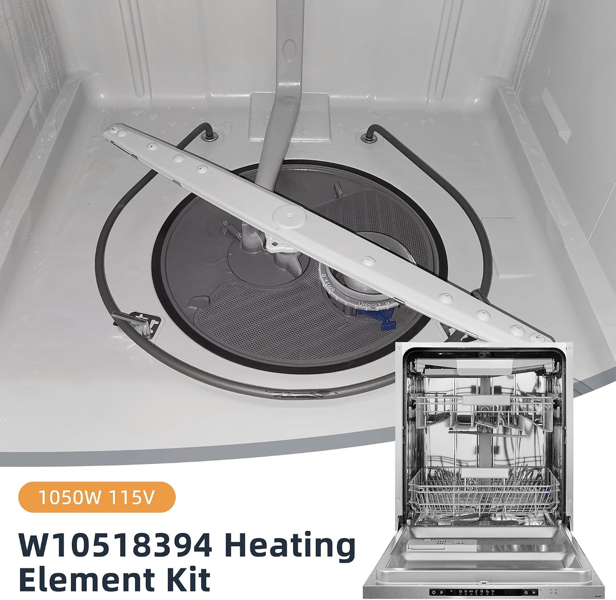W10518394 Dishwasher Heating Element Kit Fit for Whirl-pool