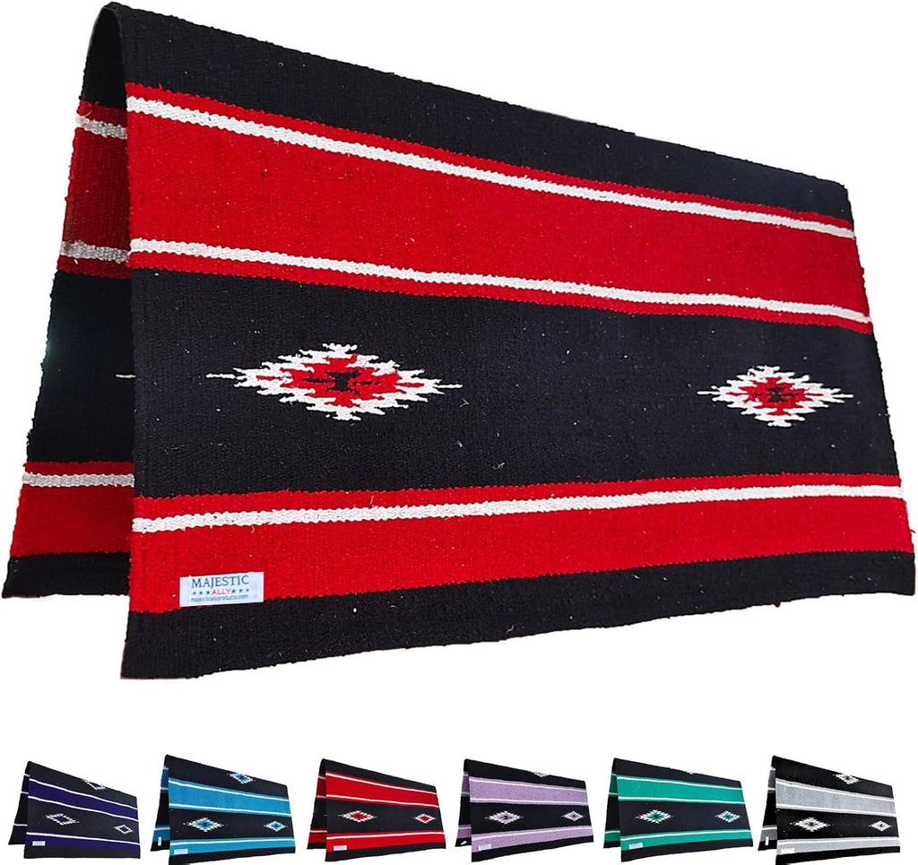 36"x34" Navajo Design Acrylic Saddle Blanket for Horses - 2.4 lbs (Red and Black)