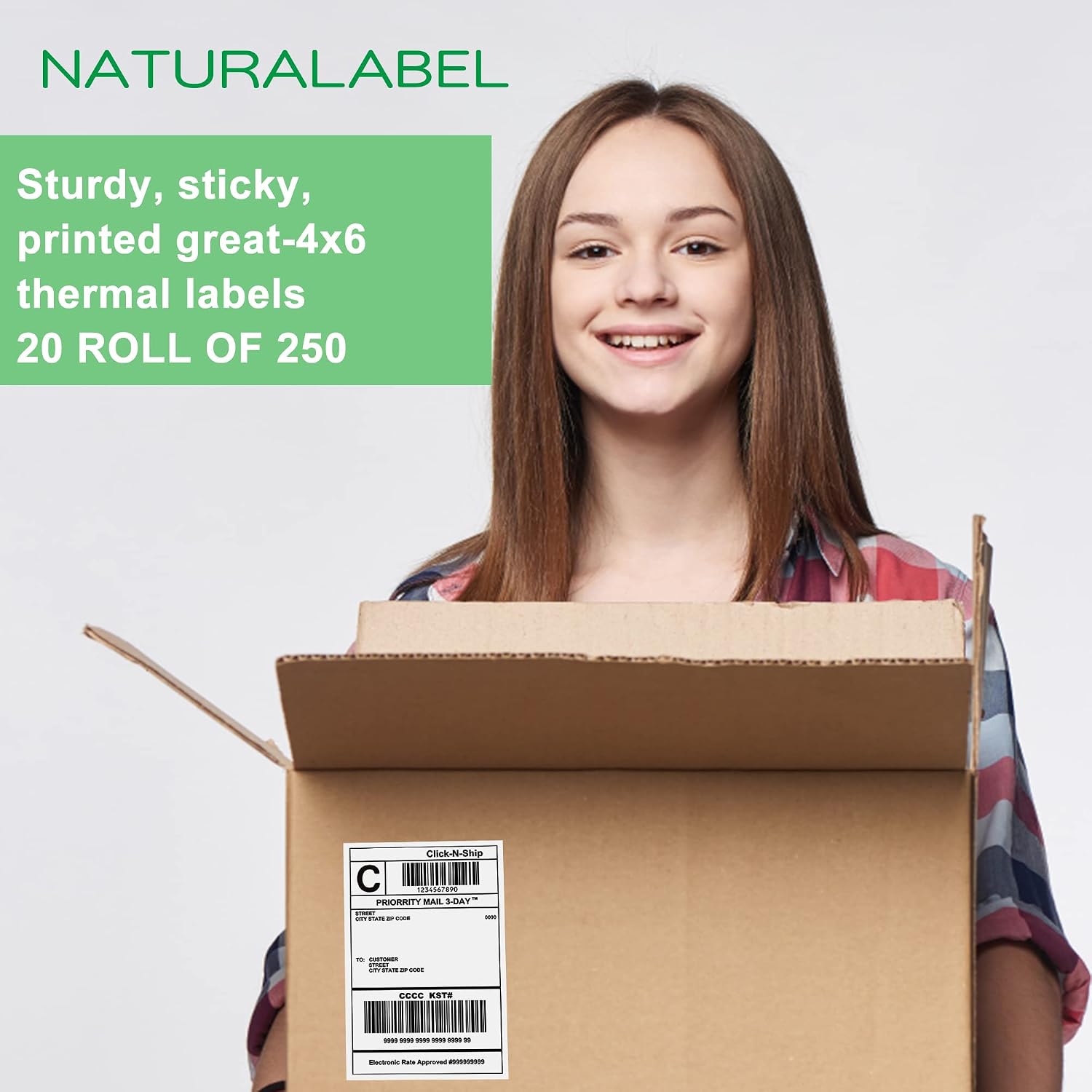 4" x 6" Direct Thermal Shipping Labels, 5,000 Labels, 20 Rolls | With perforated lines, writable, compatible with
