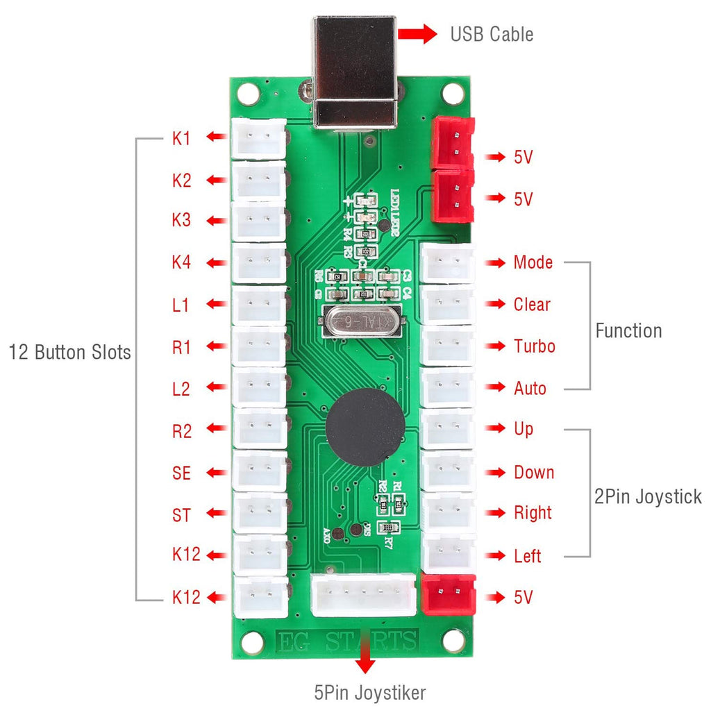 2 Player Classic American style Arcade Joystick Buttons DIY Kits | Included 2x Joystick Handle 2x USB Encoder