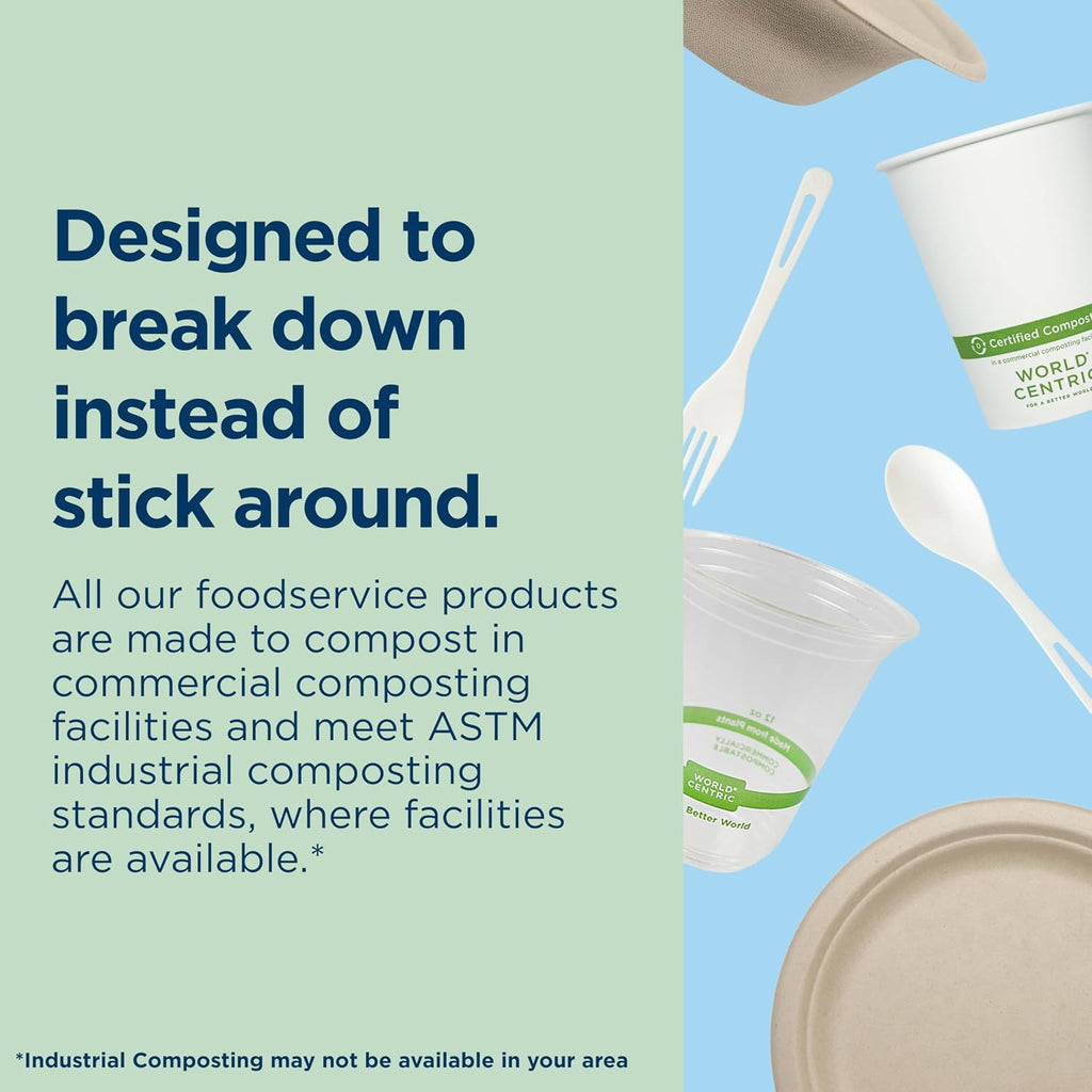 Compostable Cup Lids, Fits 9-24 Oz Cold Cups, Pack of 200