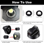 4 Stove Knobs Replacement with 12 Adapters for Oven Range,Black | Universal Fit Adapters for Gas Electric Range