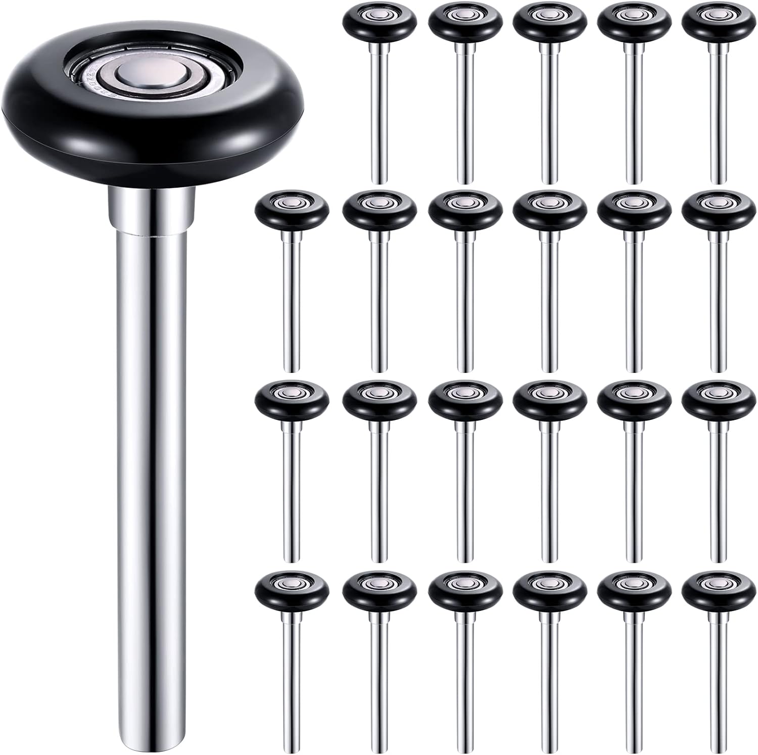 24 Pack Nylon Garage Door Roller 2 Inch Quiet Garage Rollers Bulk 6200z Bearing Replacement Roller 4.7 Inch Stem for