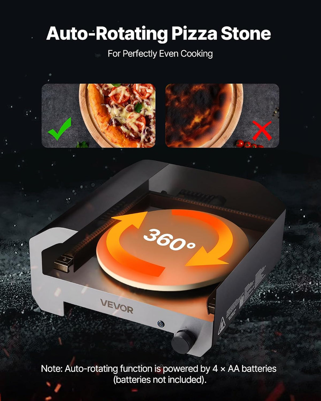 16 in Outdoor Pizza Oven, Auto Rotating Propane Gas Pizza Ovens, Portable Pizza-Cooker with Electric Rotate