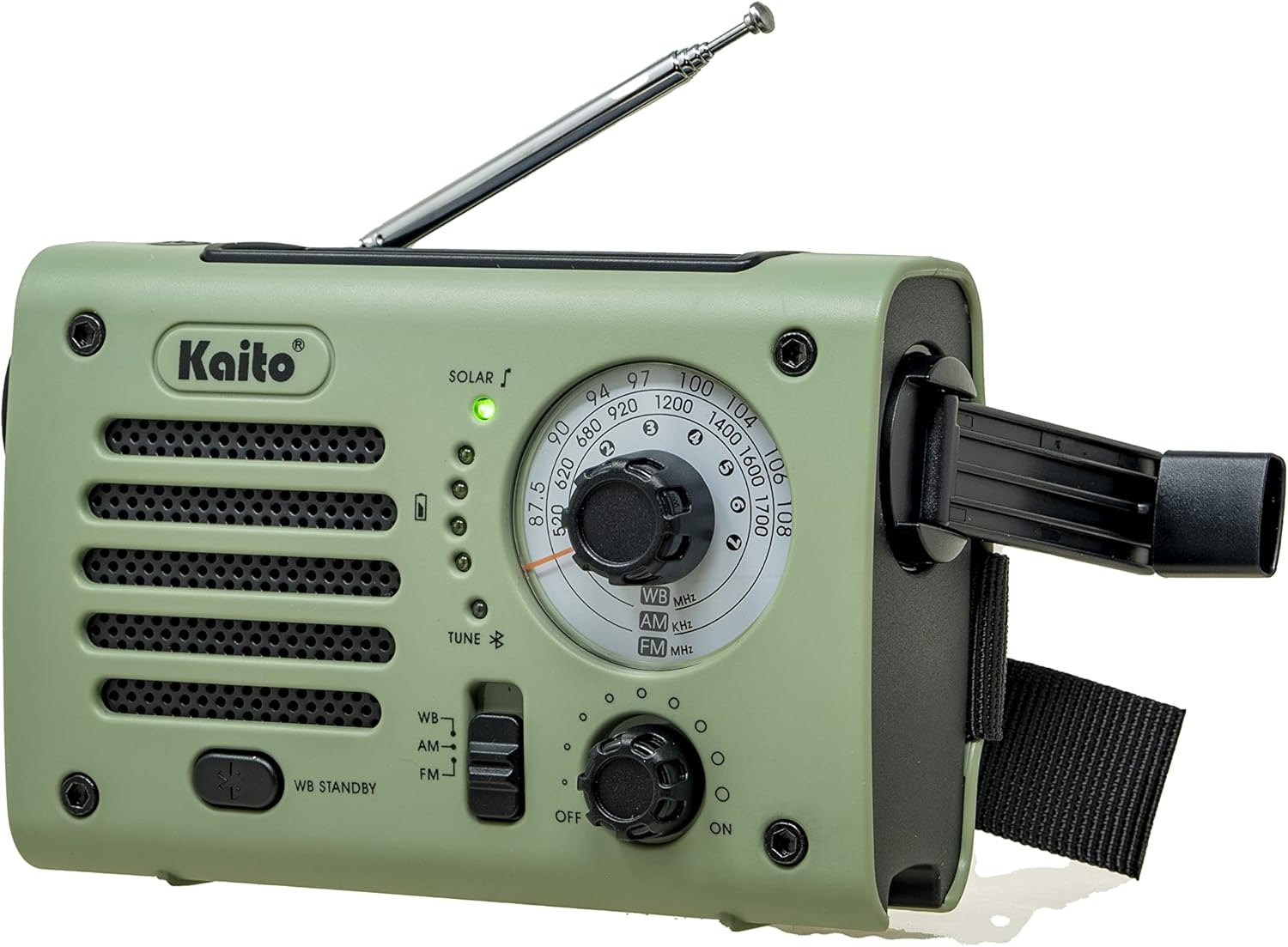 KA380 Emergency Radio & Portable Bluetooth Speaker – AM/FM NOAA Weather Radio Rechargeable with Solar Panel and Hand