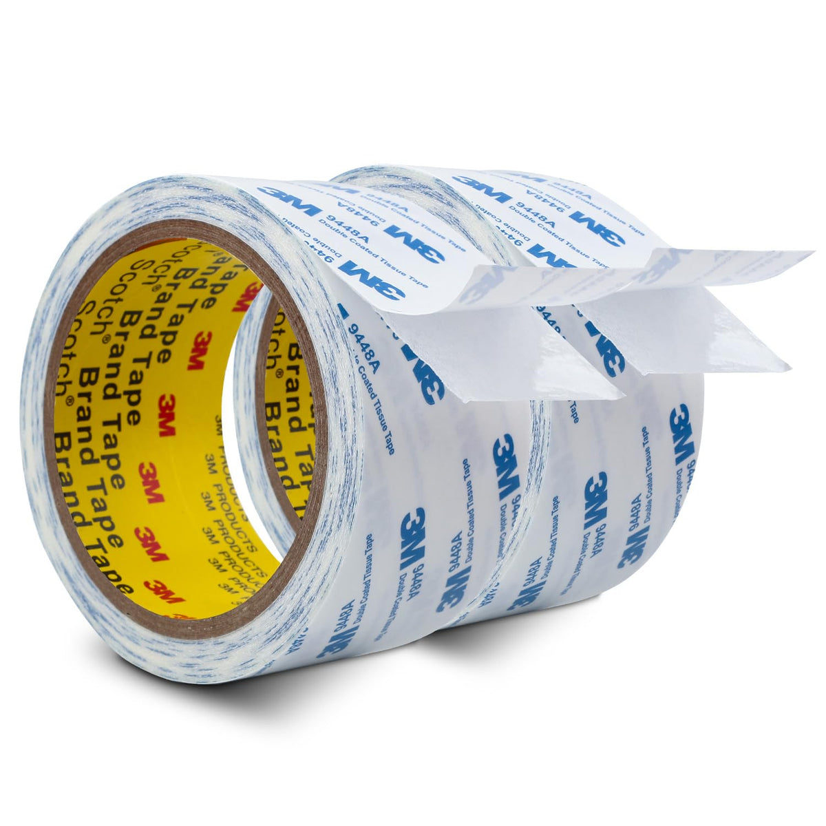 3M Double Sided Tape 2"×32.8Ft 2 Pack 9448A Double Coated Tissue Tape