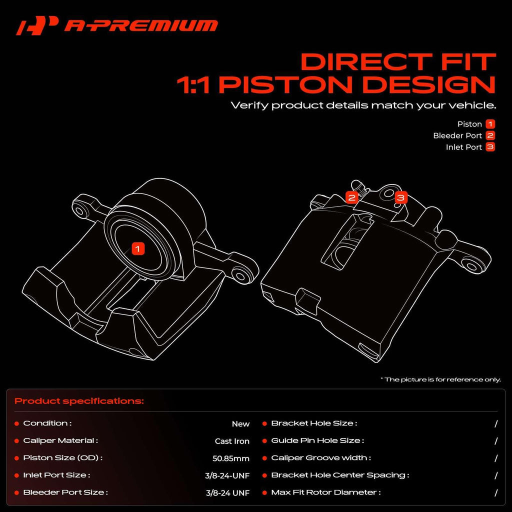 A-Premium Disc Brake Caliper Compatible with Lincoln & Ford