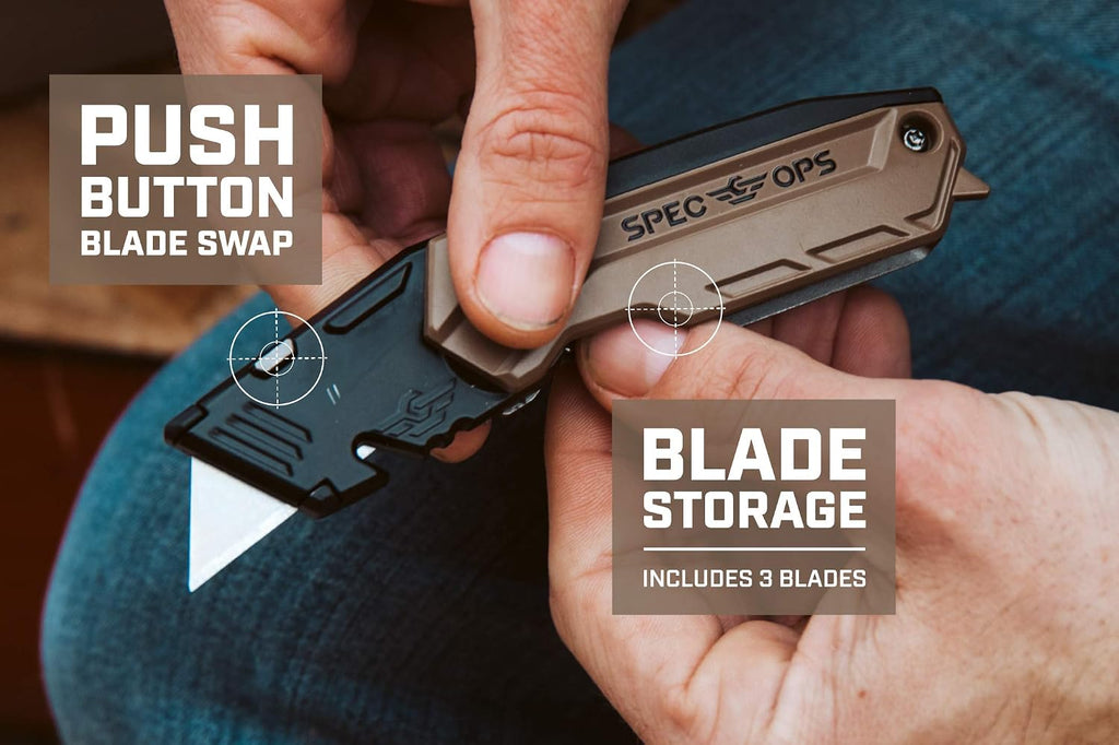 Tools Utility Knife for Cutting Drywall, Roofing & Jobsite Materials, Includes 3 Blades in Handle Storage, Fixed