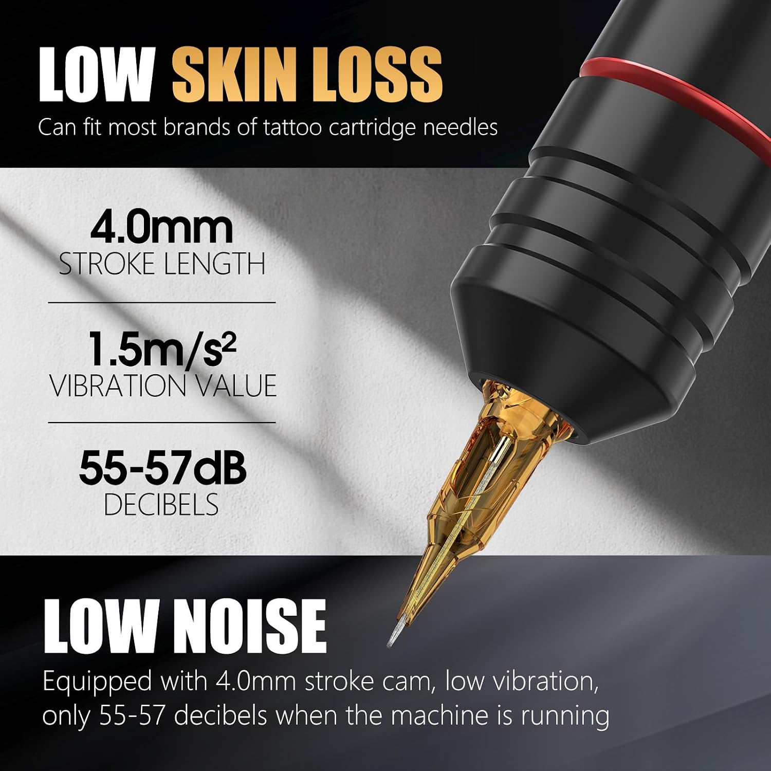 Ninja Pro Tattoo Machine with Coreless Motor - Rotary Cartridge Tattoo Pen with 2000mAh Power Supply for