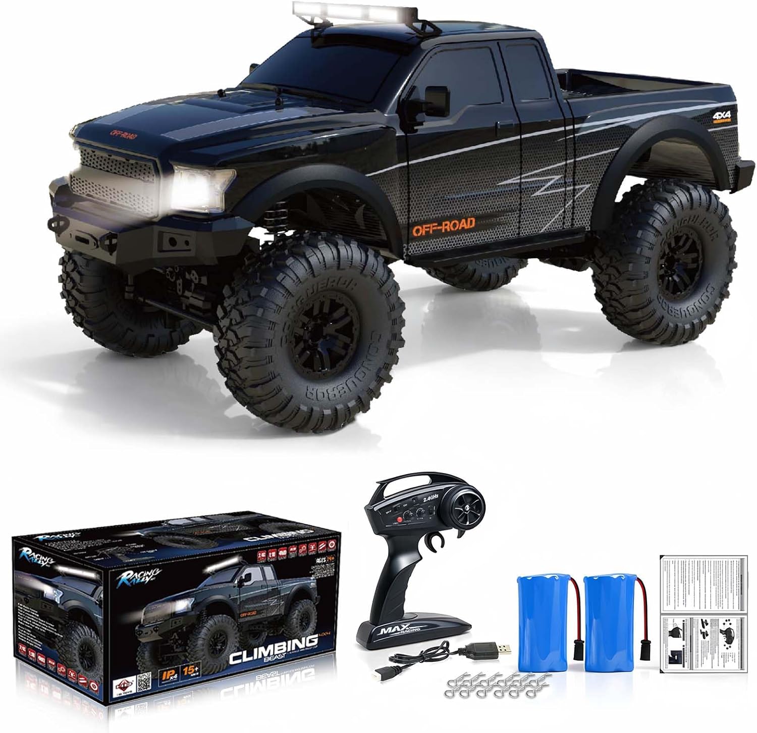 RC Cars RC Crawler 1/10 Scale RTR Remote Control Car 4WD 2.4GHz Brushed Offroad Racing Hobby Grade Model Vehicle with