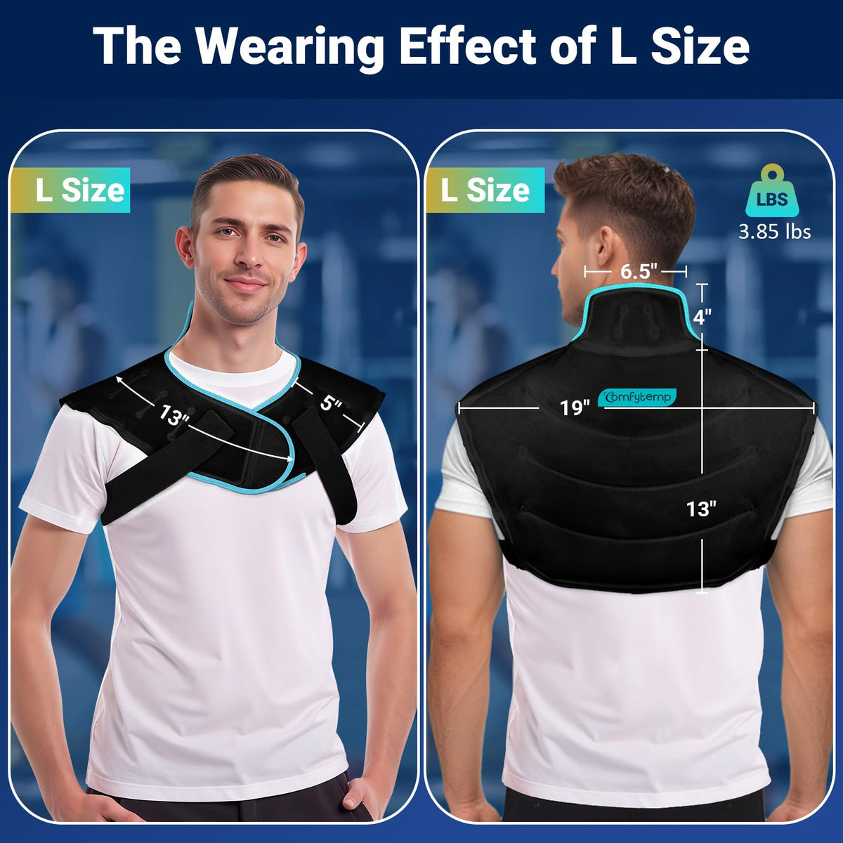 Large Ice Pack for Neck Shoulders Upper Back Pain Relief, Black