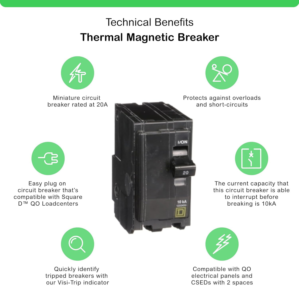 Square D - QO220CP 20-Amp 2-Pole Plug-On Circuit Breaker