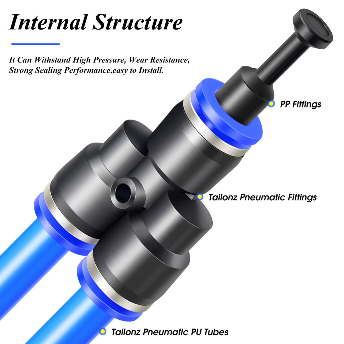 TAILONZ 5/16 Inch Push-to-Connect Fitting Pneumatic Plug PP-5/16 10Pcs