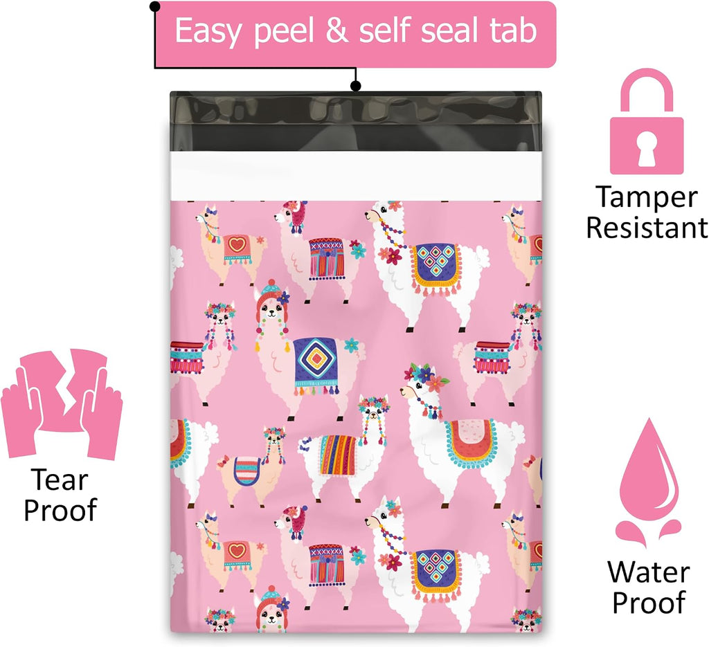10x13 (100) Lovely Llama Designer Poly Mailers Shipping Envelopes Premium Printed Bags