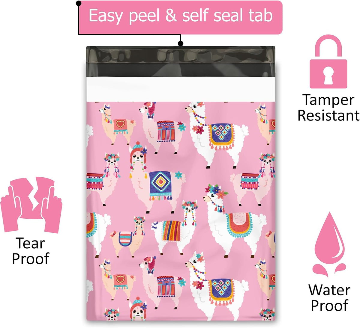 10x13 (100) Lovely Llama Designer Poly Mailers Shipping Envelopes Premium Printed Bags
