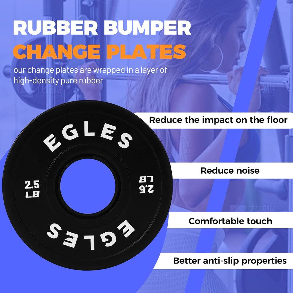 Change Plates Set 1.25LB, 2.5LB, 5LB - Rubber-Coated Weight Plates in Pairs, Olympic Bumper Plates, Color-Coded, IWF