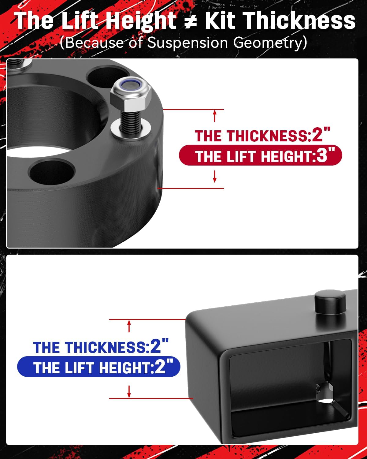 Richeer 3" Front and 2" Rear Leveling Kits for 2005-2023 Frontier 2WD 4WD