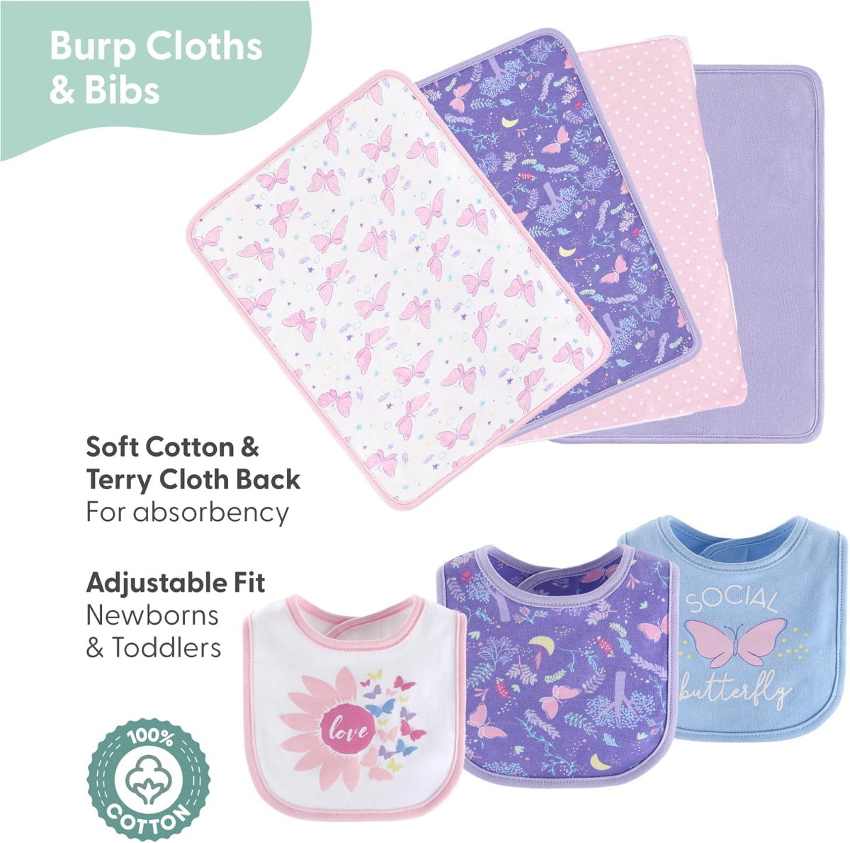 Baby Layette Gift Set for Girls, Newborn Girl Gift Sets, Baby Clothes & Essentials, Purple Butterfly