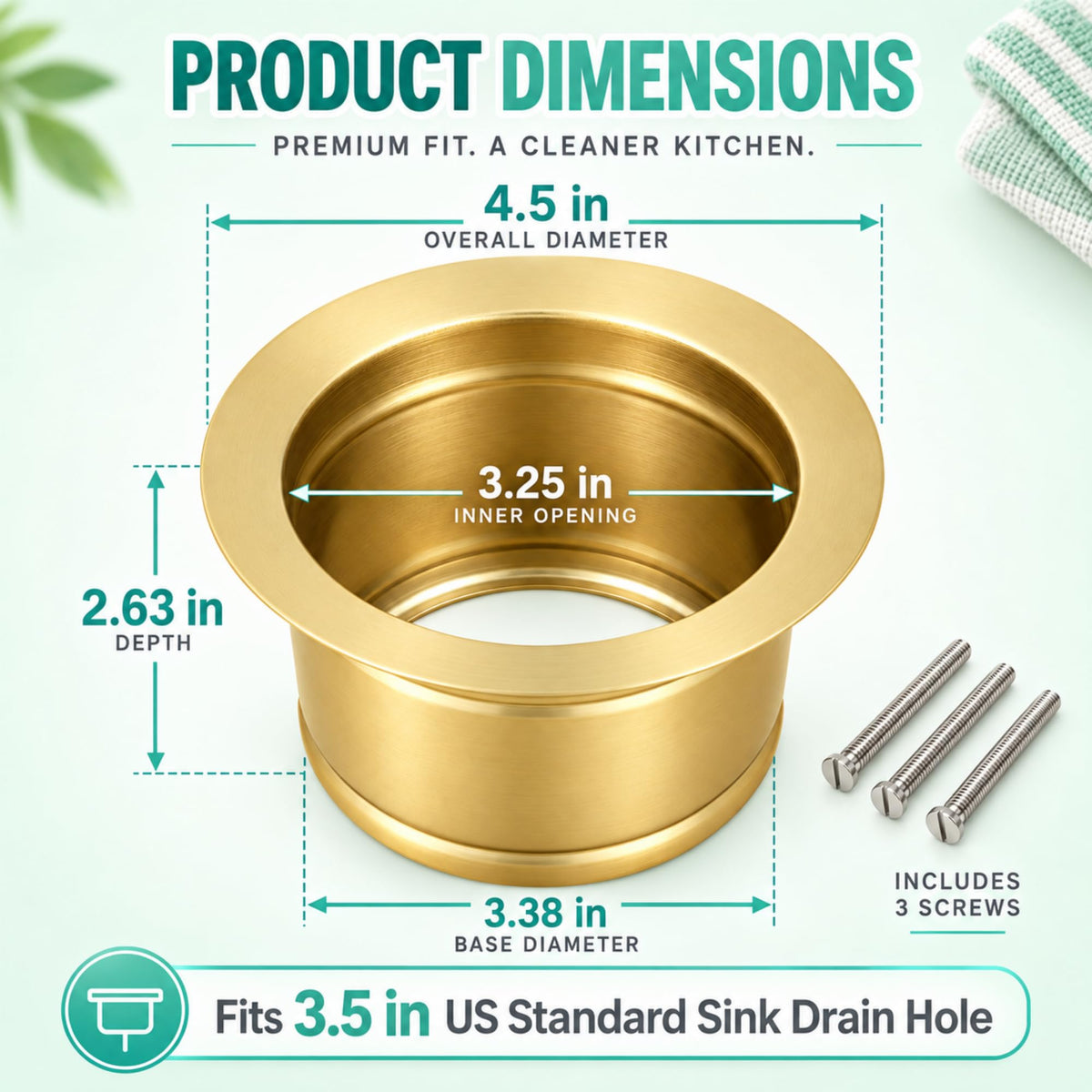 Lonsince Extended Garbage Disposal Flange for Kitchen Sink,Gold Color