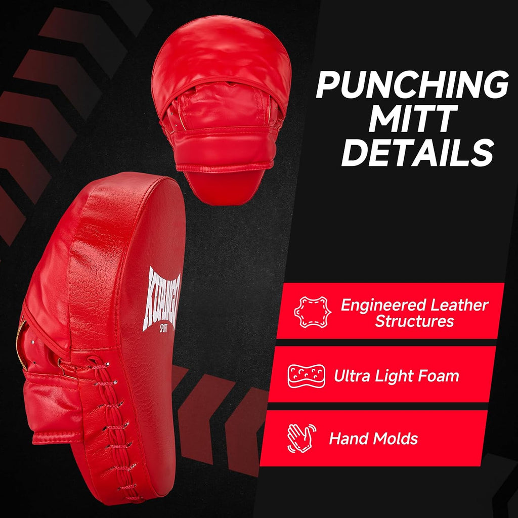 Boxing Pads Curved Focus Mitts | Training Pads, MMA Muay Thai Kickboxing Coaching, Martial Arts Punching Hand Target