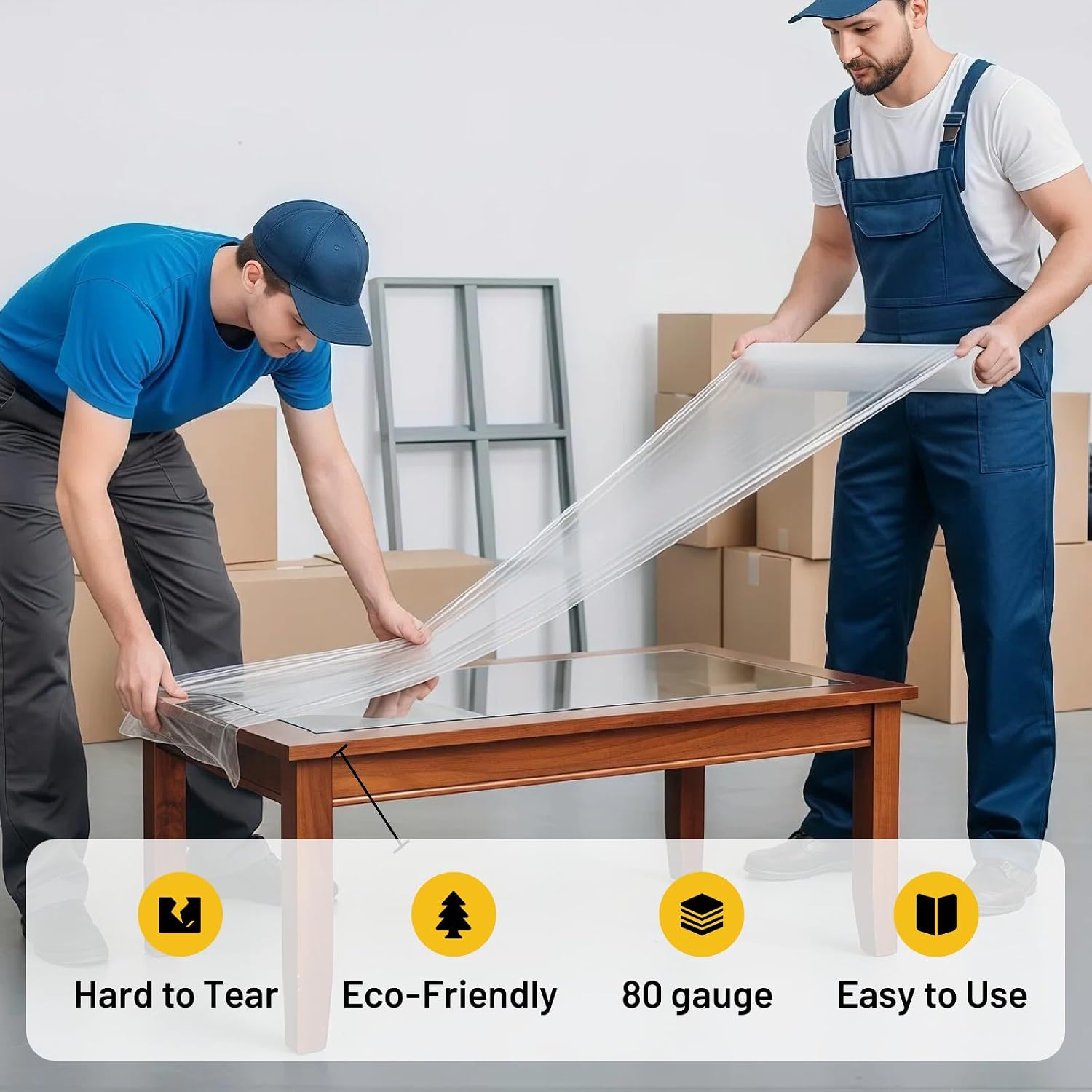 Pallet wrap Stretch Film - Industrial Strength up to 800% Stretch 20 Microns Clear Durable Adhering Packing Moving