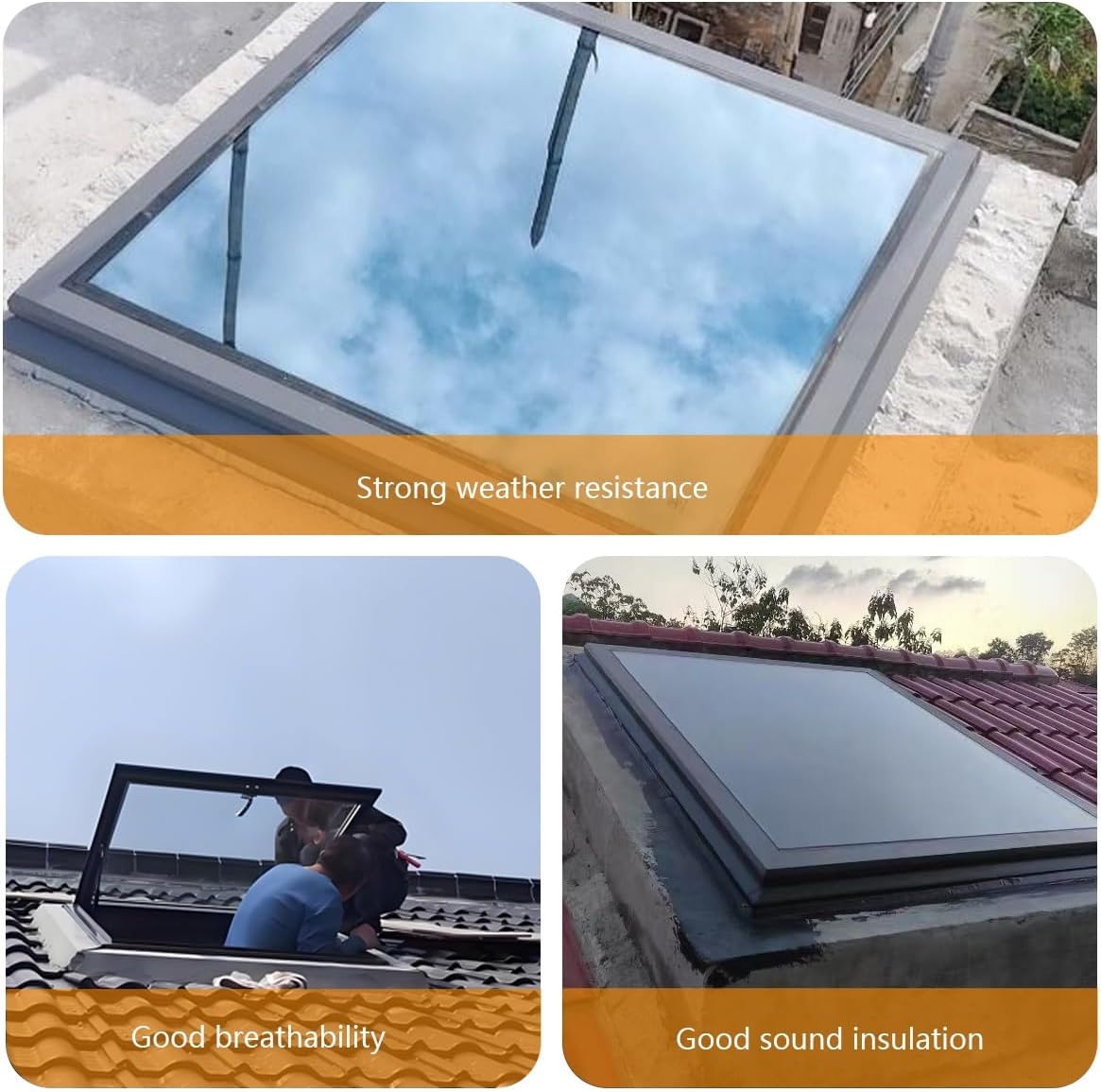 Roof Hatch Roof Skylight with Reinforced Glass, Sloped Flat Roof Lighting Well Window For Indoor Attic with