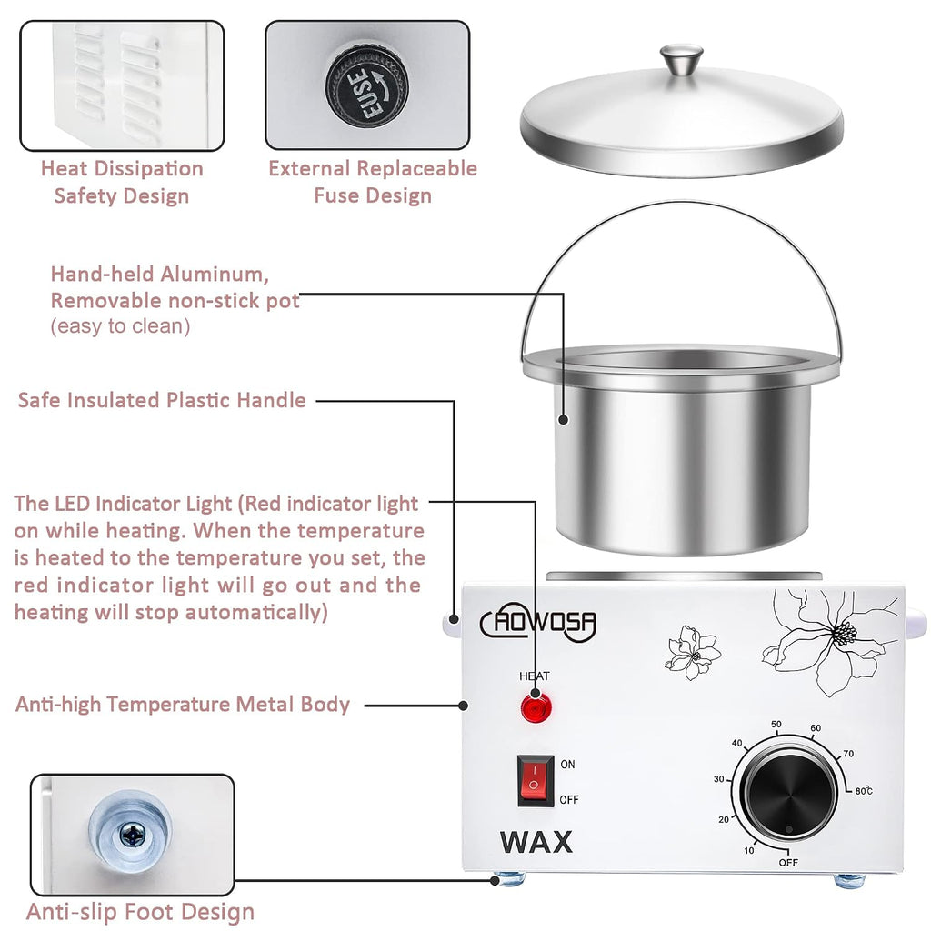 Professional Waxing Kit Wax Warmer Single Pot Wax Heater for Hair Removal | Single Pot Waxing Warmer with Non-Stick