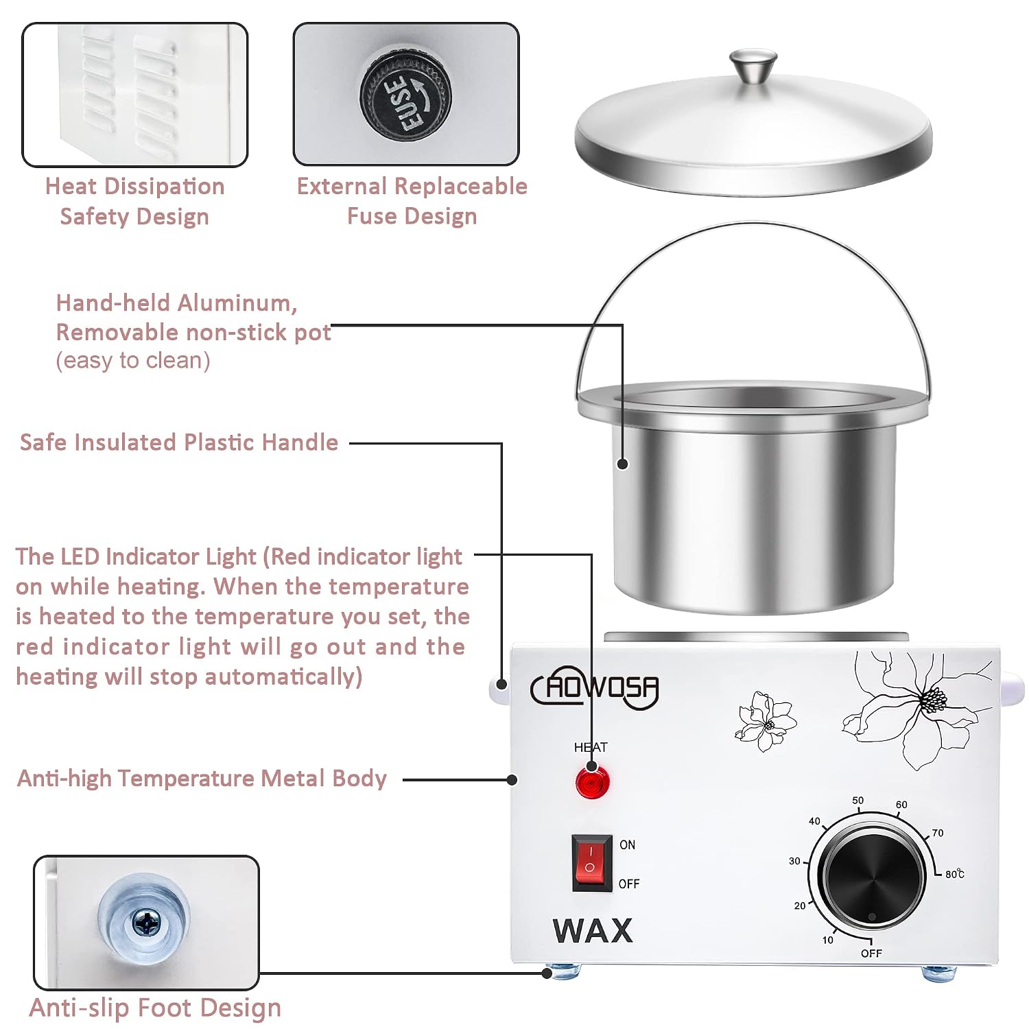 Professional Waxing Kit Wax Warmer Single Pot Wax Heater for Hair Removal | Single Pot Waxing Warmer with Non-Stick