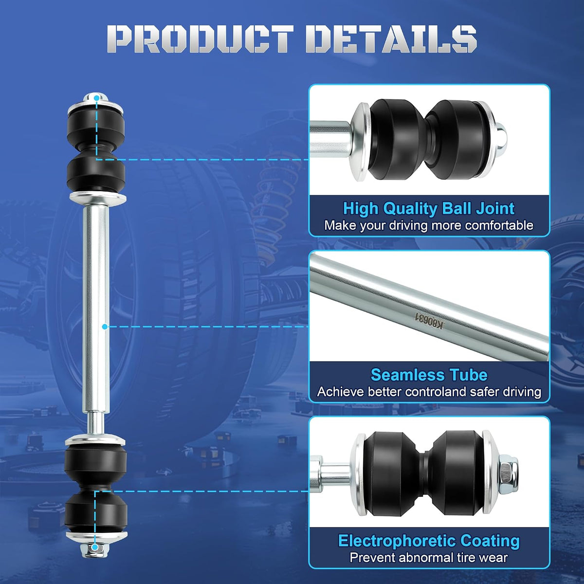 K80631 Front Sway Bar Stabilizer End Links for 1999-2006 Chevy GMC Cadillac