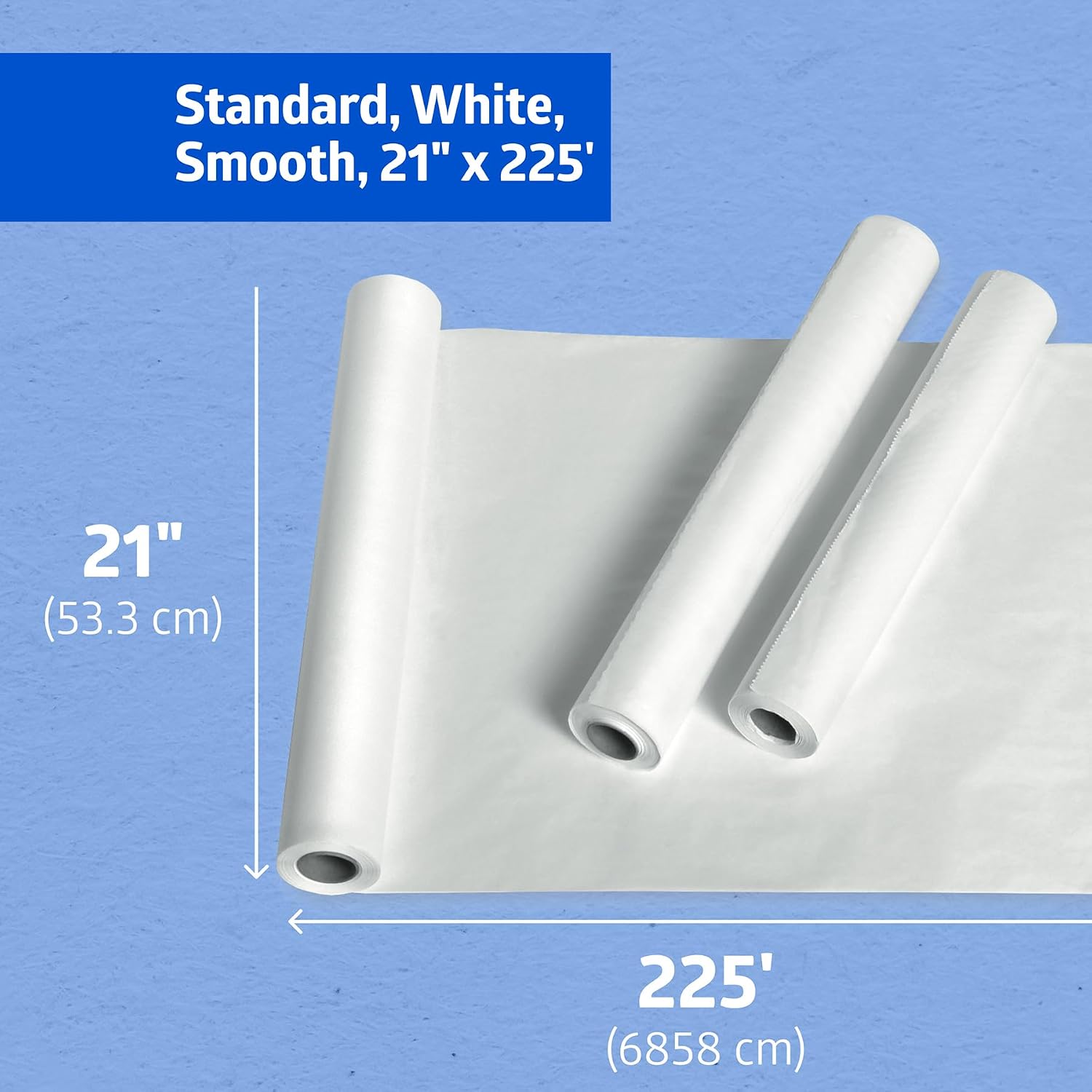 Medical Exam Table Paper, Smooth Table Paper, 20-21 inches x 225 feet, Case of 12 Rolls