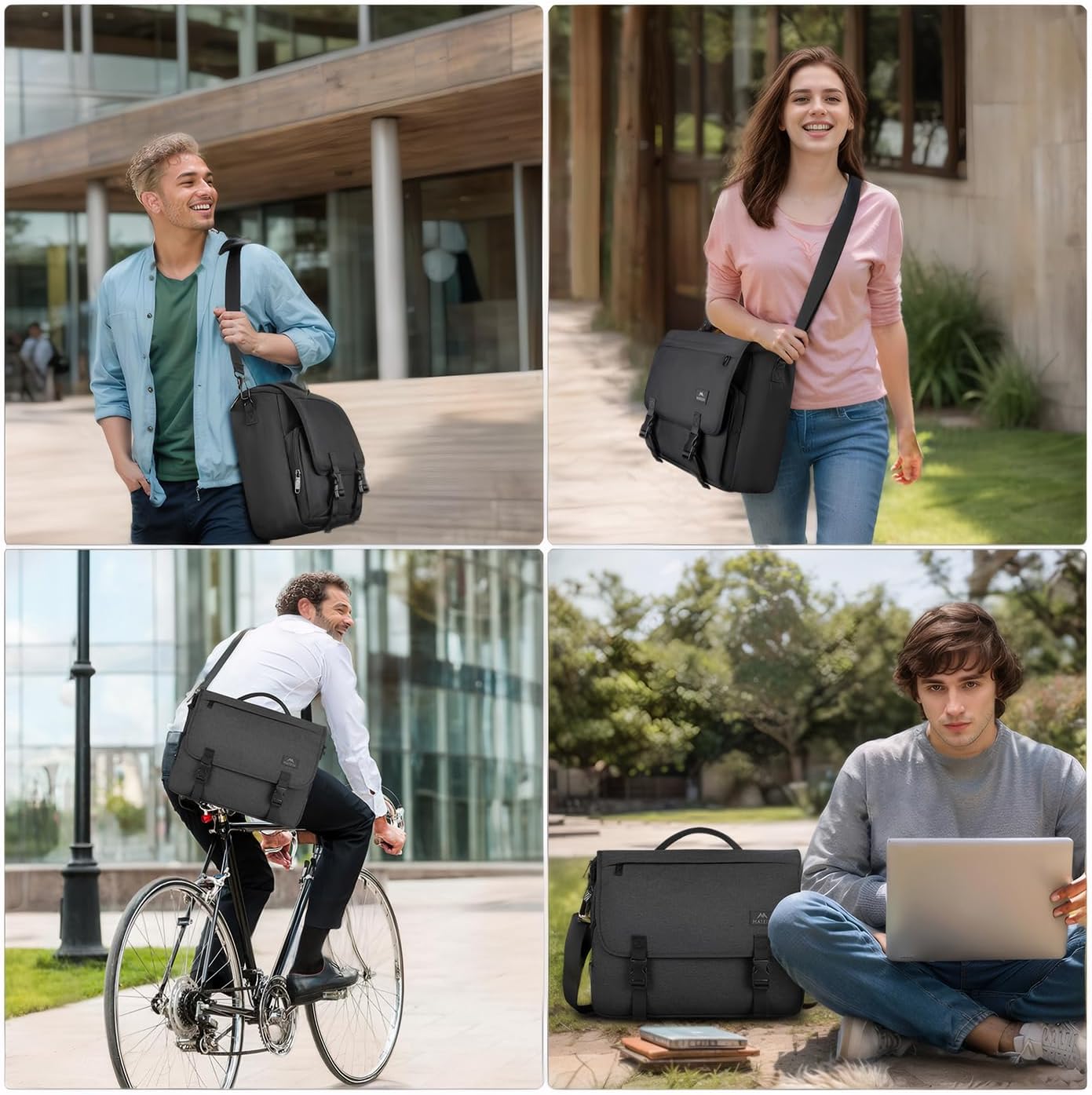 Messenger Bag for Men, Briefcases Lightweight Men's Laptop Bag 15.6 inch Water Resistant Crossbody School Satchel