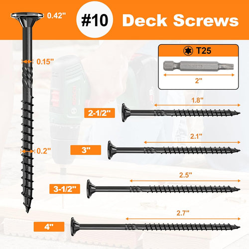 #10 x 3” Deck Screws, 108Pcs Star Drive Wood Screws