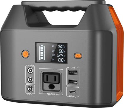 Portable Power Station 150W 155Wh Solar Generator 110V 42000mAh Portable Power Bank w/AC Outlet, 6 Outputs External