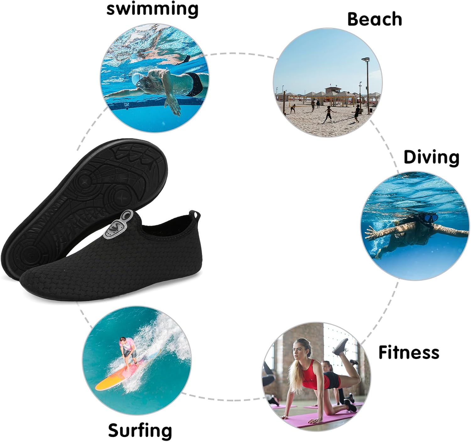 Womens Mens Water Shoes Quick Dry Beach Swim Shoes Barefoot Aqua Socks Outdoor Sand Socks for Pool River Diving