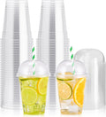 100 PACK 12 oz Clear Disposable Plastic Cups with Dome Lids