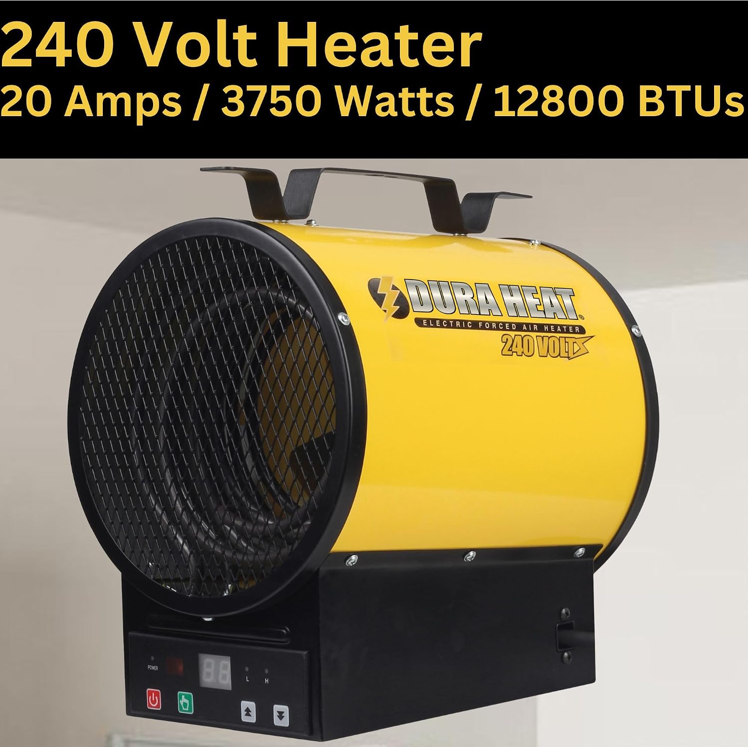 EUH4000R Electric Forced Air Heater with Remote Control 12,800 Btu | 6-20P Plug, Electric Industrial Garage Heater