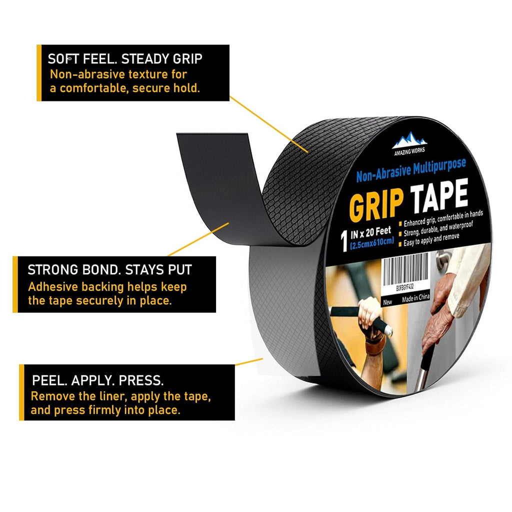 Rubber Grip Tape, 4 In x 10 Ft, Non-Abrasive Strong Adhesive Waterproof