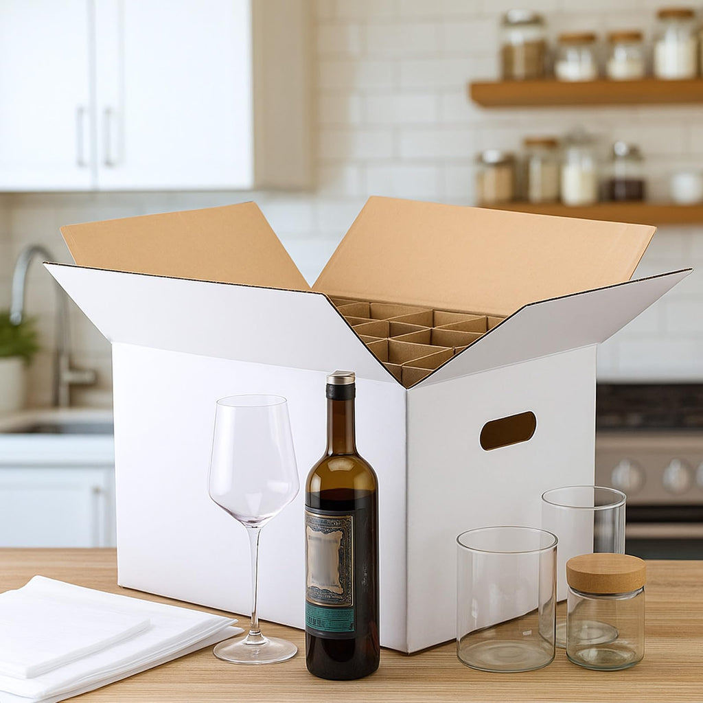 2 Sets Wine Glass Moving Boxes with Divider Kits