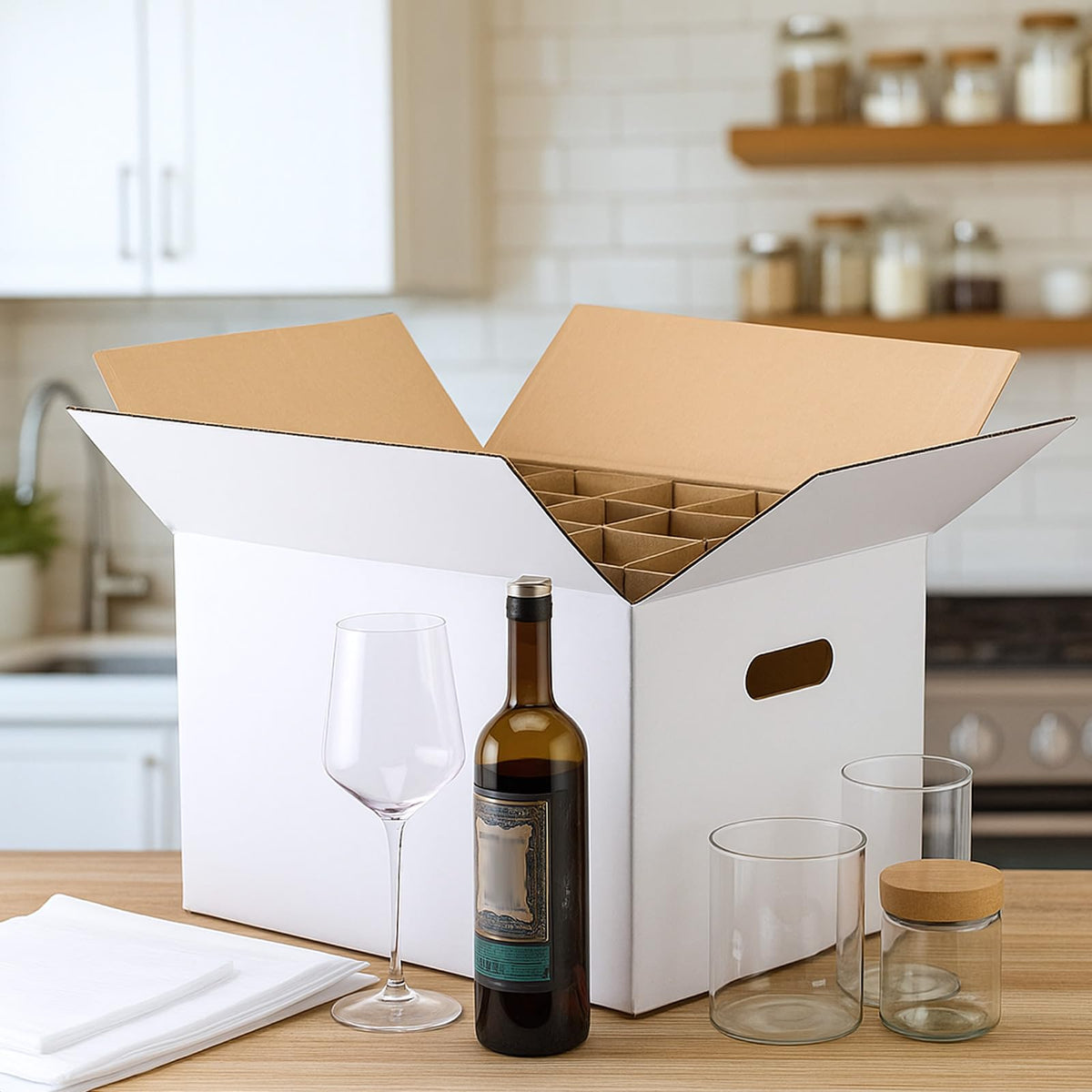 2 Sets Wine Glass Moving Boxes with Divider Kits