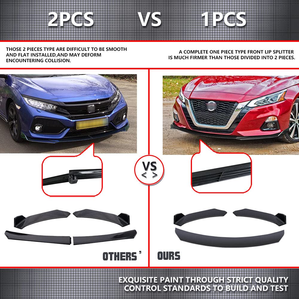 Universal Front Bumper Lip Chin Spoiler Splitter Diffuser Guard Wing Protector Trim Car Body Kit with Adjustable