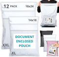Shipping Bags (12 Pack) with Label Pouch - 14x18 & 18x24 - Poly Mailers for Clothes, Self-Seal Plastic Mailing