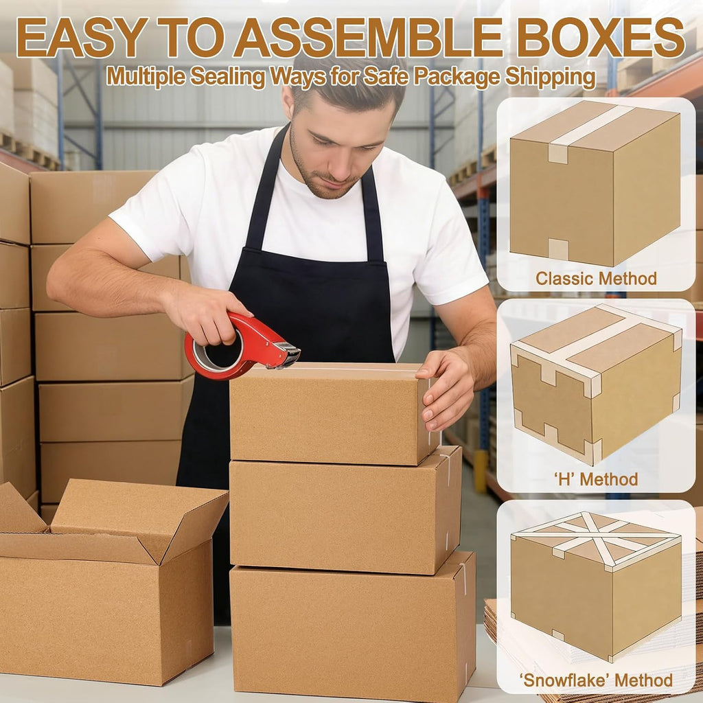 Assorted Sizes Shipping Boxes 36 Pack, Brown Corrugated Mailers