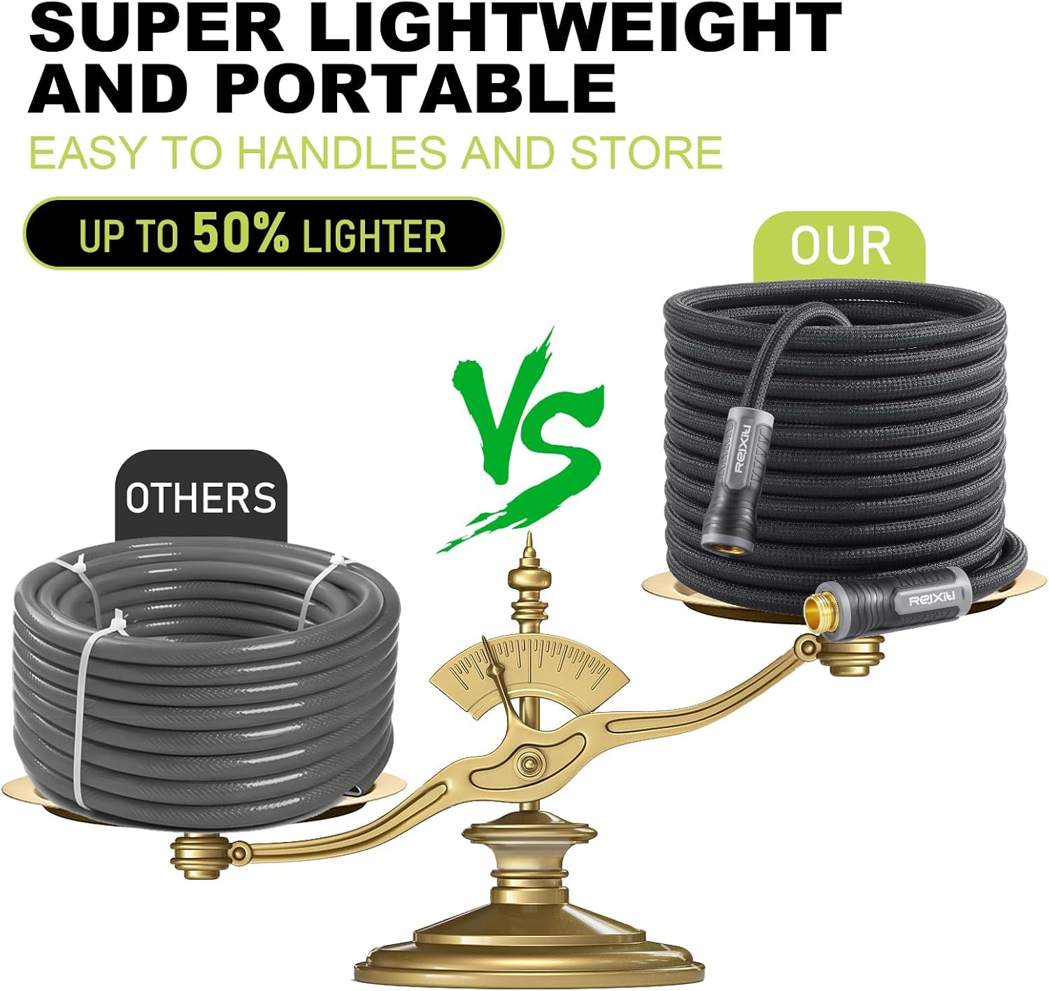 Garden Hose, Flexible Water Hose, Ultra Lightweight Non-Expanding hose with 10 Function Sprayer, Leak proof, Pressure