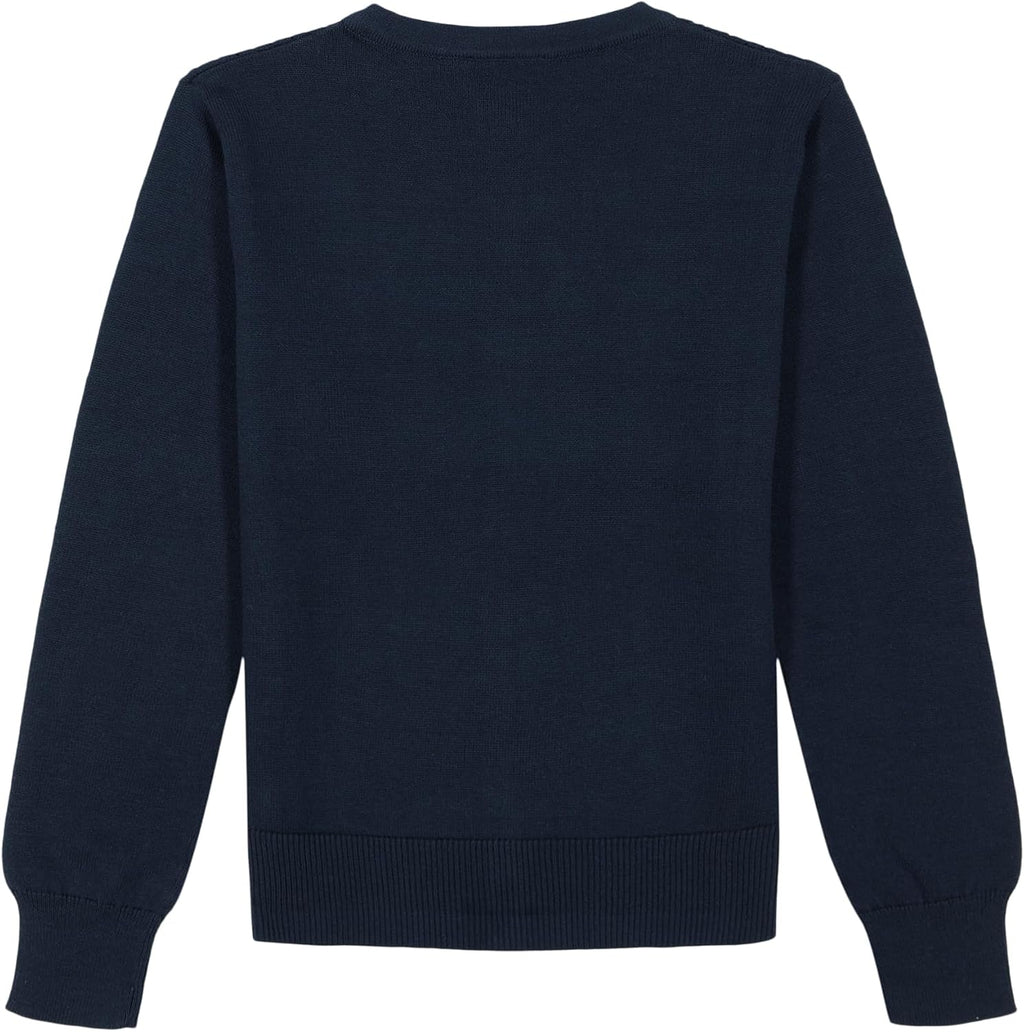 Girls' School Uniform Basic Cardigan Sweater, Long Sleeve, Button Up with Ribbed Cuffs