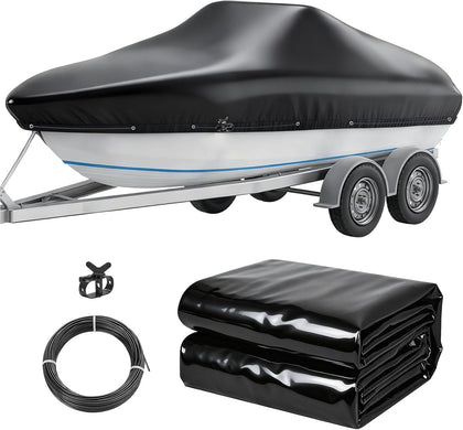 Boat Covers 14-16ft, 0.33mm Thickened Dual-PVC Coated 100% Waterproof Trailerable Boat Cover Heavy Duty with Winch &