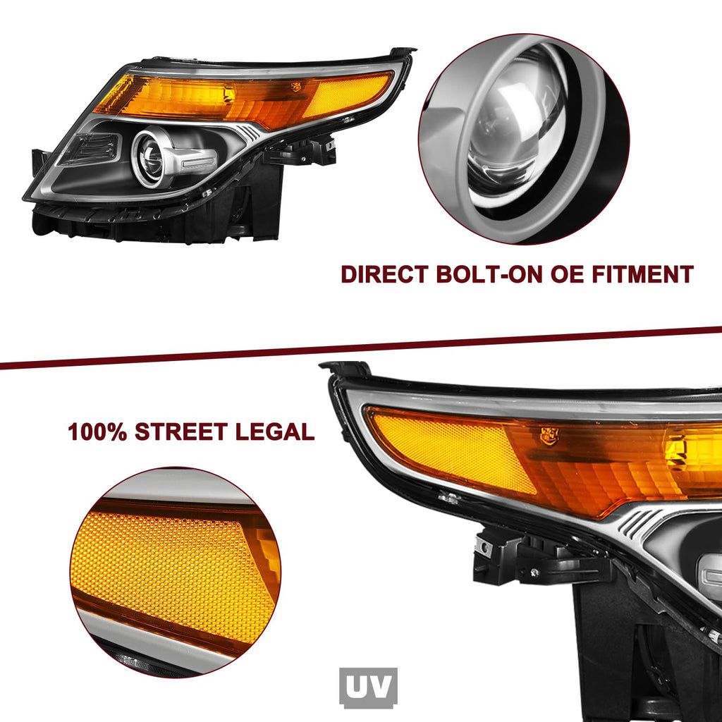 Projector Headlight Fit for 2011 to 2015 Ford Explorer