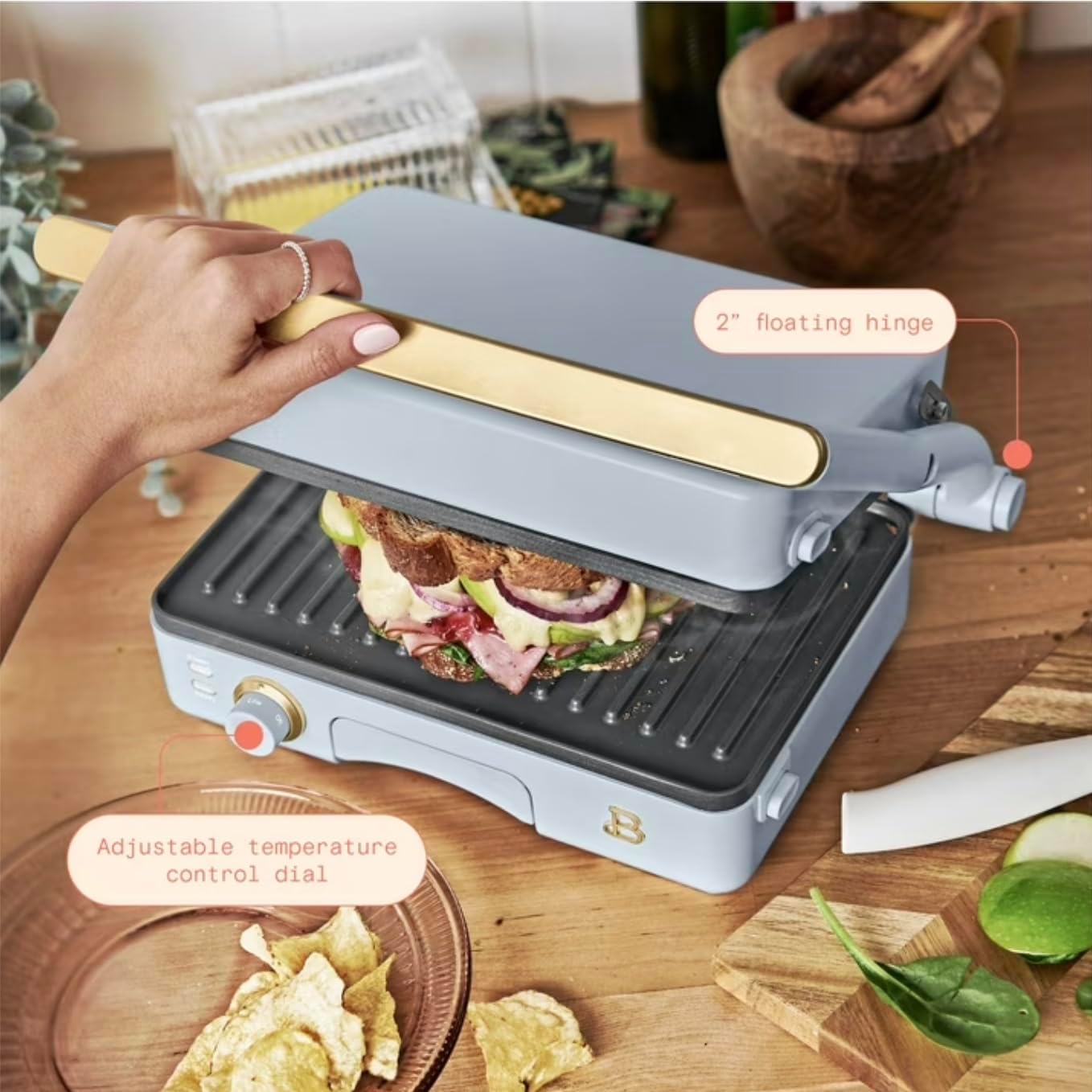 Smokeless Grill 2 in 1 Panini Press Cornflower Blue by Drew Barrymore